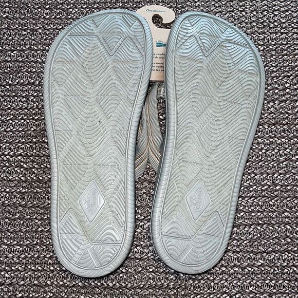 Chaco Womens Chillos Flip Flop Sandals Slip On Stripe Strap Sadie Aqua Gray Size main image 5